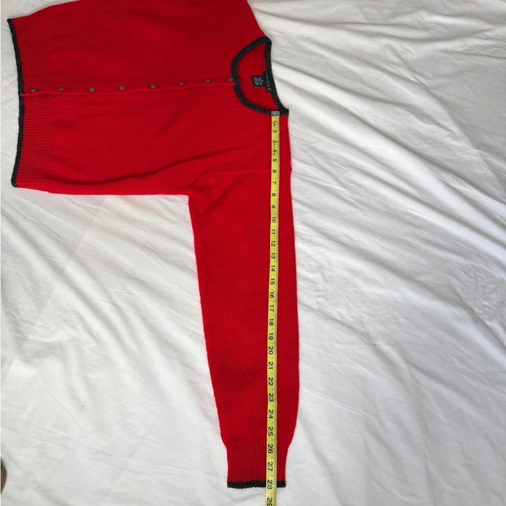 Red Button-Up Women's Sweater by Limited %100 wool in bright red color - Picture 9 of 11